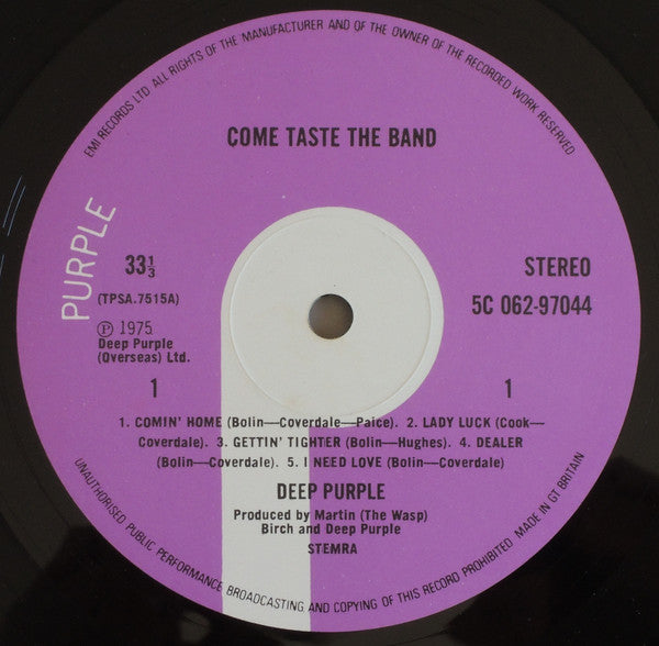 Deep Purple : Come Taste The Band (LP, Album, Gat)