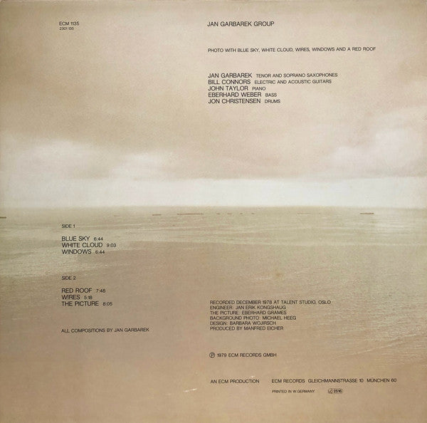 Jan Garbarek Group ~ Photo With Blue Sky, White Cloud, Wires, Windows And A Red Roof (Vinyl) - Djungel & Jazz