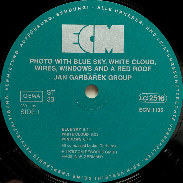Jan Garbarek Group ~ Photo With Blue Sky, White Cloud, Wires, Windows And A Red Roof (Vinyl) - Djungel & Jazz