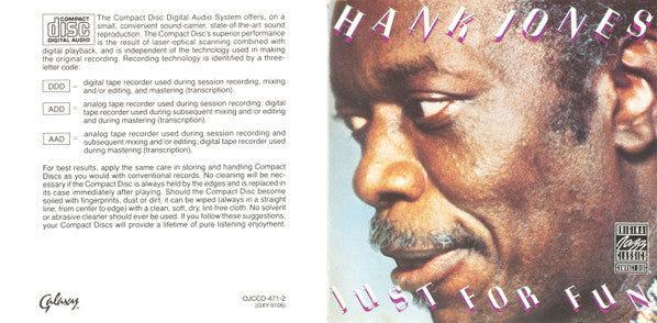 Hank Jones ~ Just For Fun (Vinyl) - Djungel & Jazz