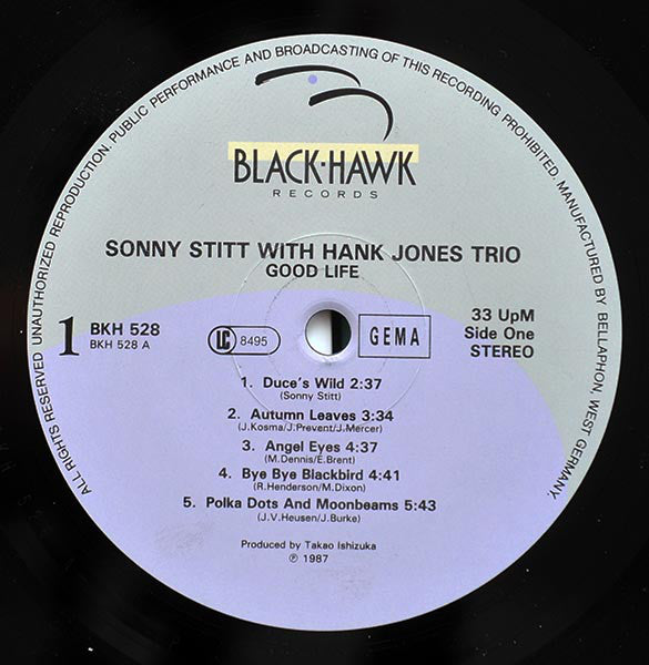 Sonny Stitt With Hank Jones Trio ~ Good Life (Vinyl) - Djungel & Jazz