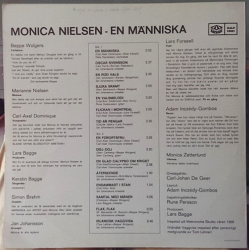 Monica Nielsen ~ En Människa (Vinyl) - Djungel & Jazz