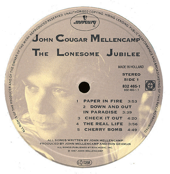 John Cougar Mellencamp : The Lonesome Jubilee (LP, Album, Gat)