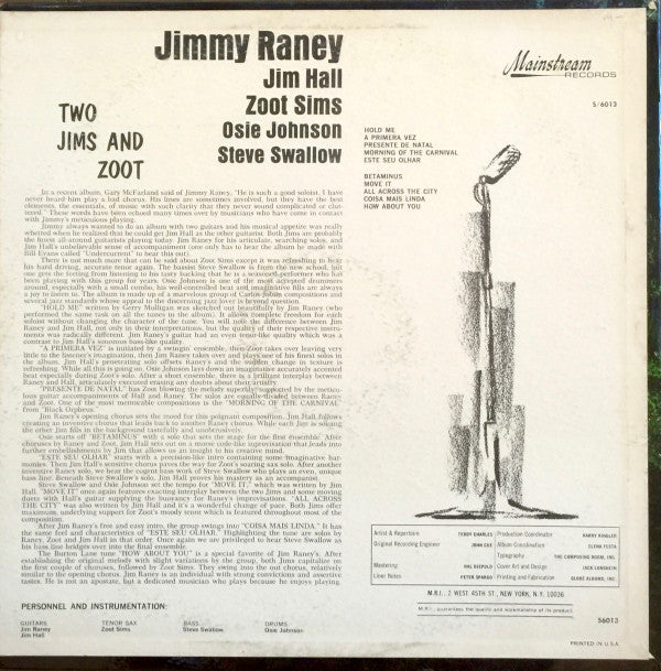 Jimmy Raney ~ Two Jims And Zoot (Vinyl) - Djungel & Jazz