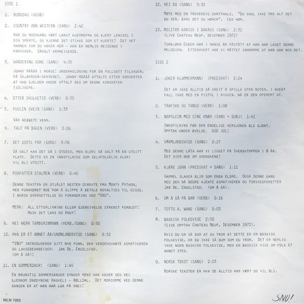 Snu ~ The Pest Of "Snu" (Vinyl) - Djungel & Jazz