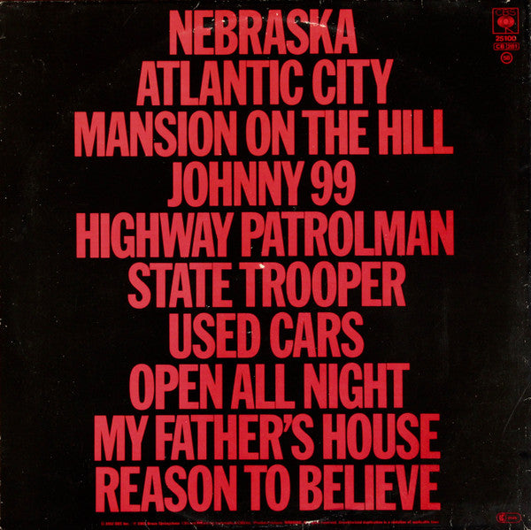 Bruce Springsteen : Nebraska (LP, Album, RP, Gat)