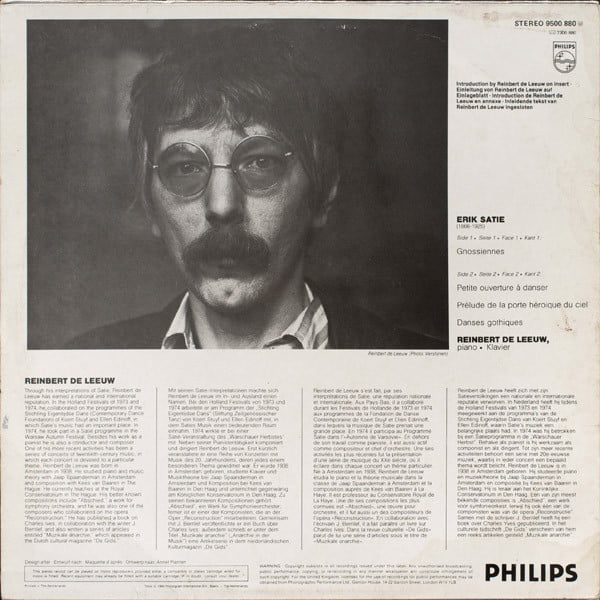 Erik Satie, Reinbert de Leeuw ~ Early Piano Works Vol./Folge 1 (Vinyl) - Djungel & Jazz