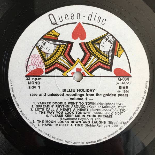Billie Holiday : Rare And Unissued Recordings From The Golden Years - Volume One (LP, Comp, Dif)