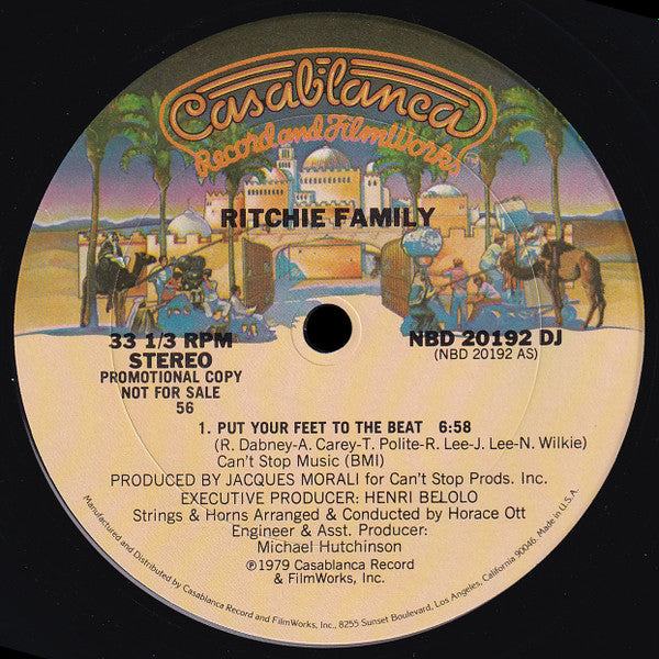 Ritchie Family* : Put Your Feet To The Beat (12", Single, Promo)