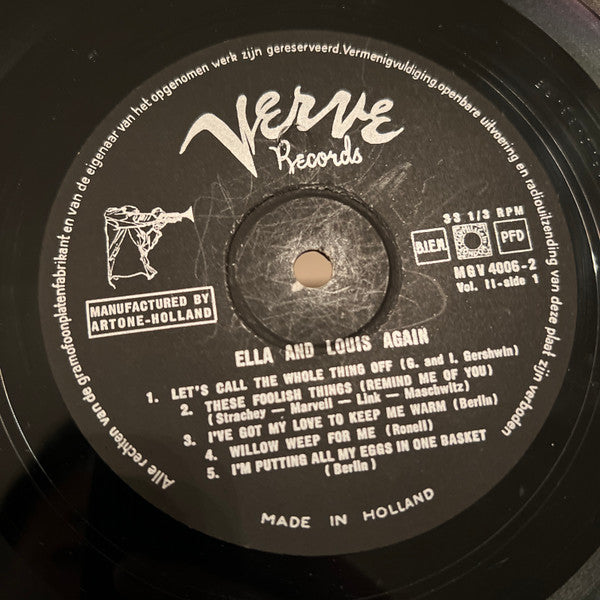 Ella Fitzgerald & Louis Armstrong ~ Ella And Louis Again Volume 2 (Vinyl) - Djungel & Jazz