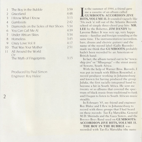 Paul Simon ~ Graceland (Vinyl) - Djungel & Jazz