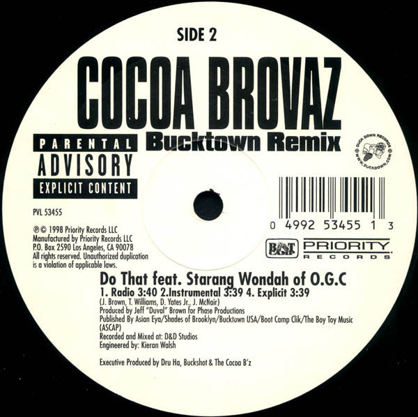 Cocoa Brovaz : Bucktown (Remix) (12", Single)