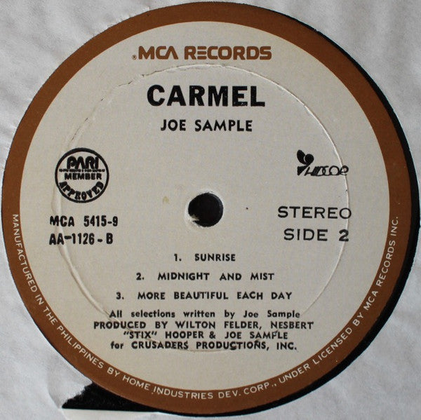 Joe Sample ~ Carmel (Vinyl) - Djungel & Jazz