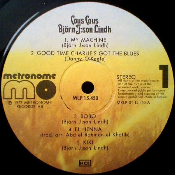 Björn J:Son Lindh : Cous Cous (LP, Album, RE, Yel)