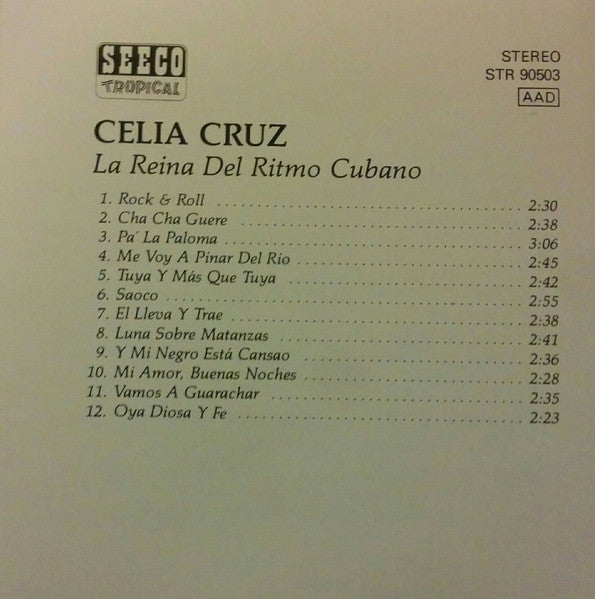 Celia Cruz Accompanied By Sonora Matancera ~ La Reina Del Ritmo Cubano (Vinyl) - Djungel & Jazz