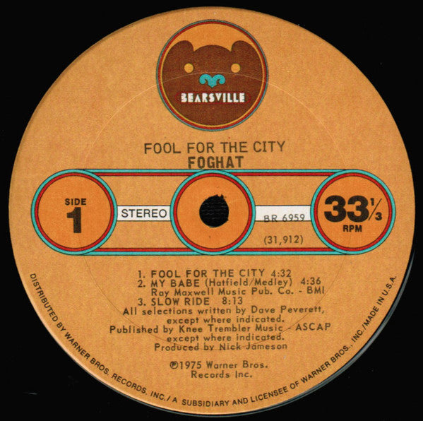 Foghat ~ Fool For The City (Vinyl) - Djungel & Jazz