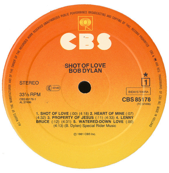 Bob Dylan ~ Shot Of Love (Vinyl) - Djungel & Jazz