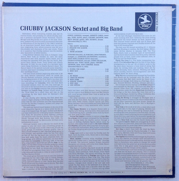 Chubby Jackson ~ Sextet And Big Band (Vinyl) - Djungel & Jazz