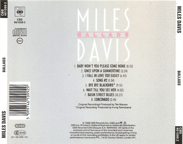 Miles Davis ~ Ballads (Vinyl) - Djungel & Jazz