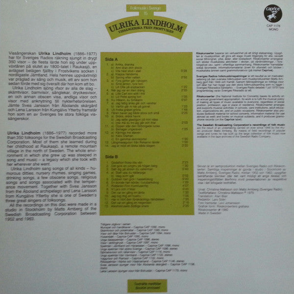 Ulrika Lindholm ~ Vissångerska Från Frostviken (Vinyl) - Djungel & Jazz