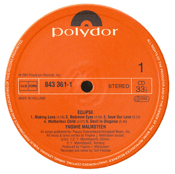 Yngwie Malmsteen ~ Eclipse (Vinyl) - Djungel & Jazz