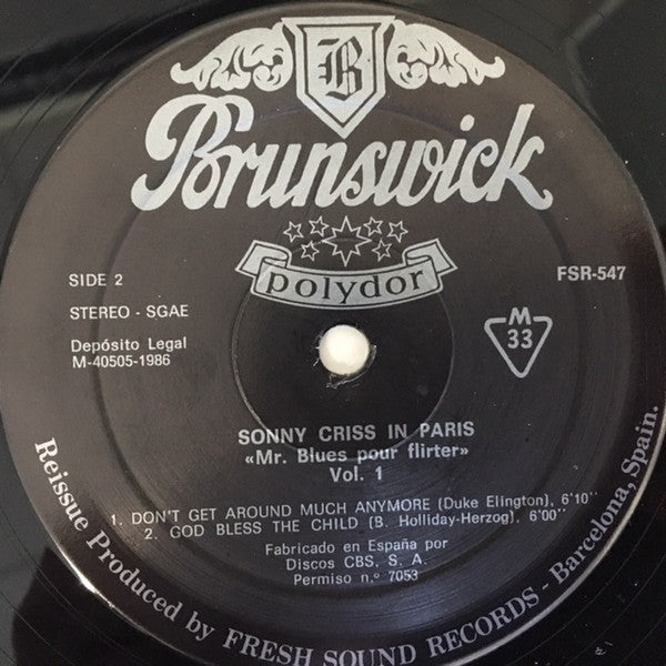 Sonny Criss : In Paris - The Complete 1962-1963 Recordings – "Mr Blues Pour Flirter" (2xLP, Comp + Box)