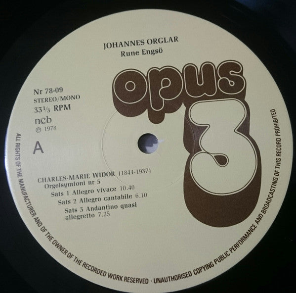 Rune Engsö ~ Johannes Orglar (Vinyl) - Djungel & Jazz