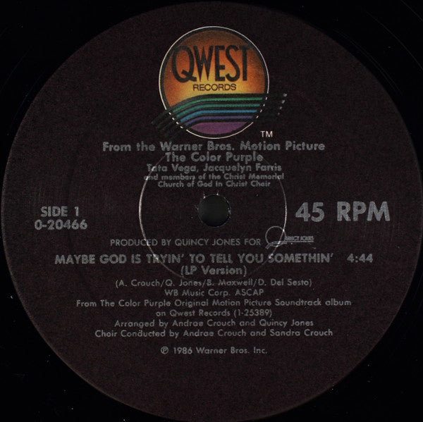 Tata Vega, Jacquelyn Farris* And Members Of The Christ Memorial Church Of God In Christ Choir* : Maybe God Is Tryin' To Tell You Somethin' (12")