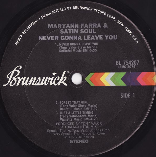 Maryann Farra & Satin Soul : Never Gonna Leave You (LP, Album)