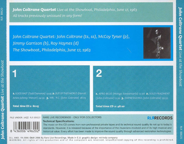 John Coltrane Quartet ~ Live At The Showboat, Philadelphia, June 17, 1963 (Vinyl) - Djungel & Jazz