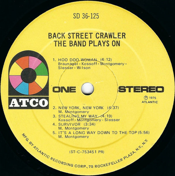 Back Street Crawler : The Band Plays On (LP, Album, PR-)