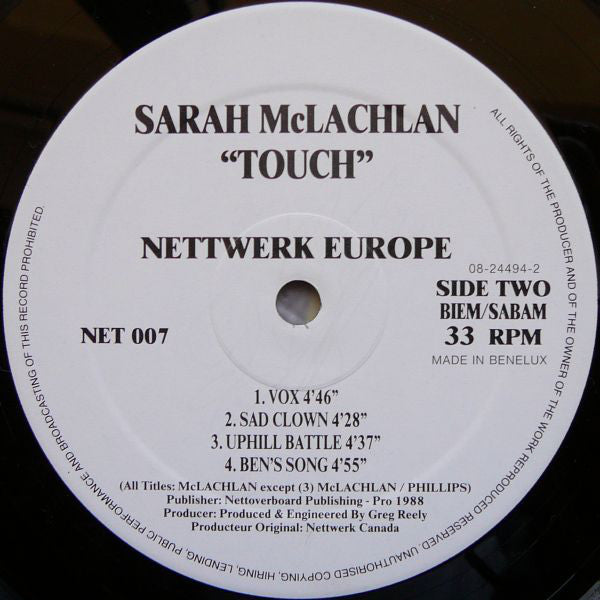 Sarah McLachlan : Touch (LP, Album)