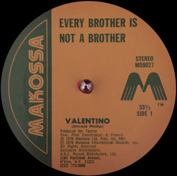 Brother Valentino : Every Brother Is Not A Brother / Dread Music (12", Red)