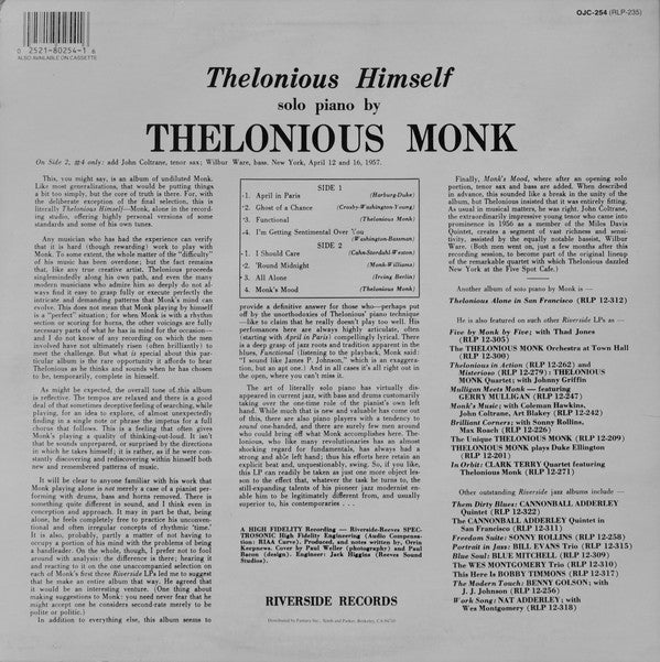 Thelonious Monk ~ Thelonious Himself (Vinyl) - Djungel & Jazz