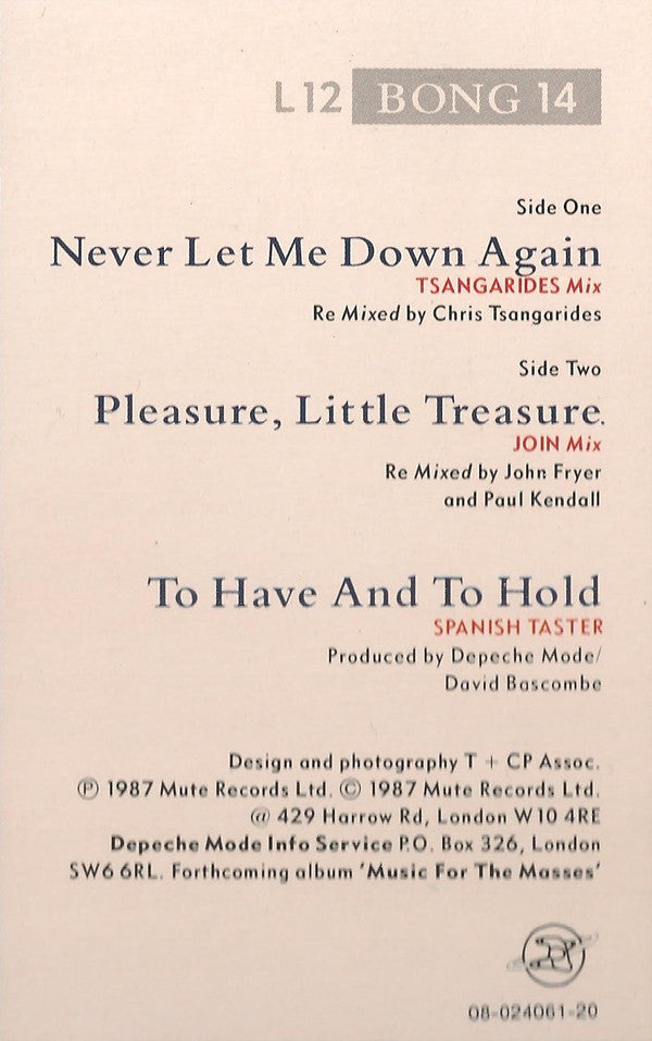 Depeche Mode : Never Let Me Down Again (Tsangarides Mix) (12", Single, Ltd)