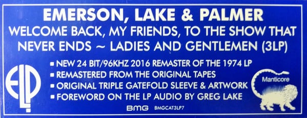 Emerson, Lake & Palmer ~ Welcome Back My Friends To The Show That Never Ends - Ladies And Gentlemen (Vinyl) - Djungel & Jazz