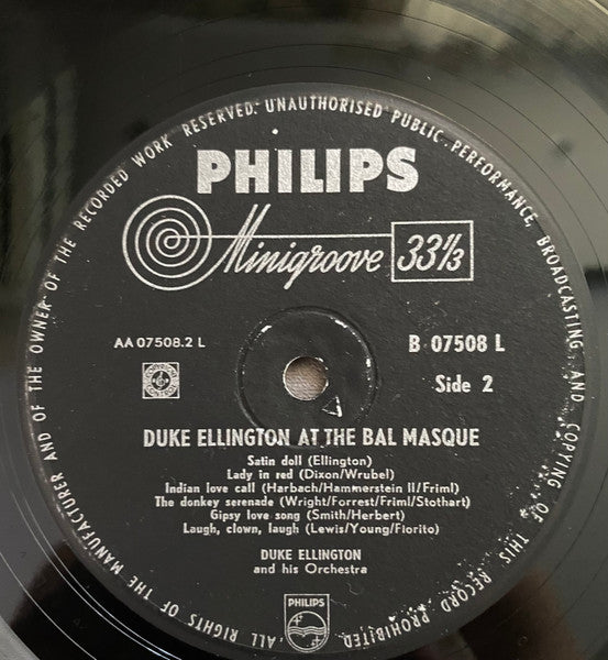 Duke Ellington ~ Duke Ellington His Piano And His Orchestra At The Bal Masque (Vinyl) - Djungel & Jazz