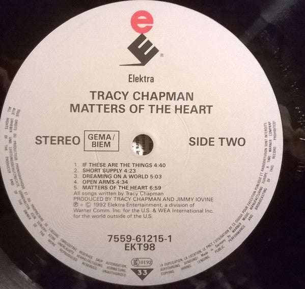 Tracy Chapman ~ Matters Of The Heart (Vinyl) - Djungel & Jazz