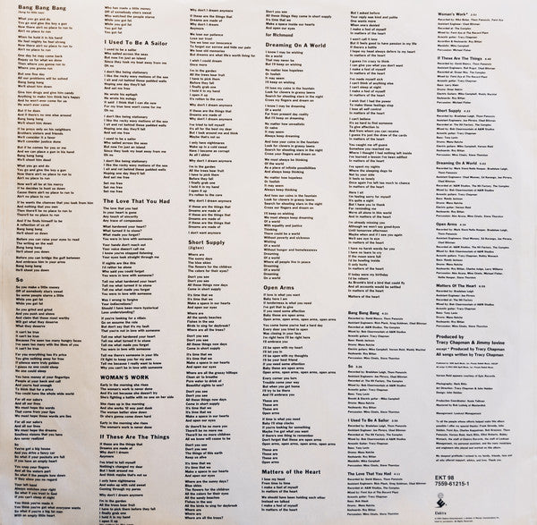 Tracy Chapman ~ Matters Of The Heart (Vinyl) - Djungel & Jazz