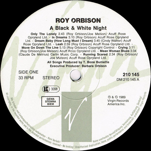 Roy Orbison ~ Roy Orbison And Friends - A Black And White Night Live (Vinyl) - Djungel & Jazz