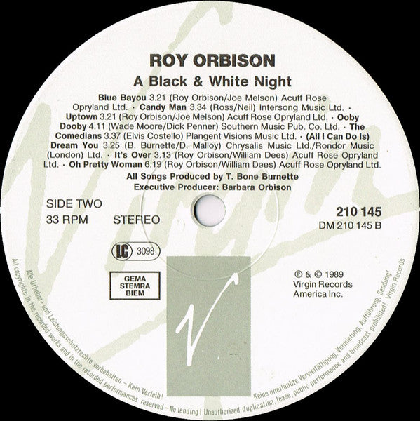 Roy Orbison ~ Roy Orbison And Friends - A Black And White Night Live (Vinyl) - Djungel & Jazz