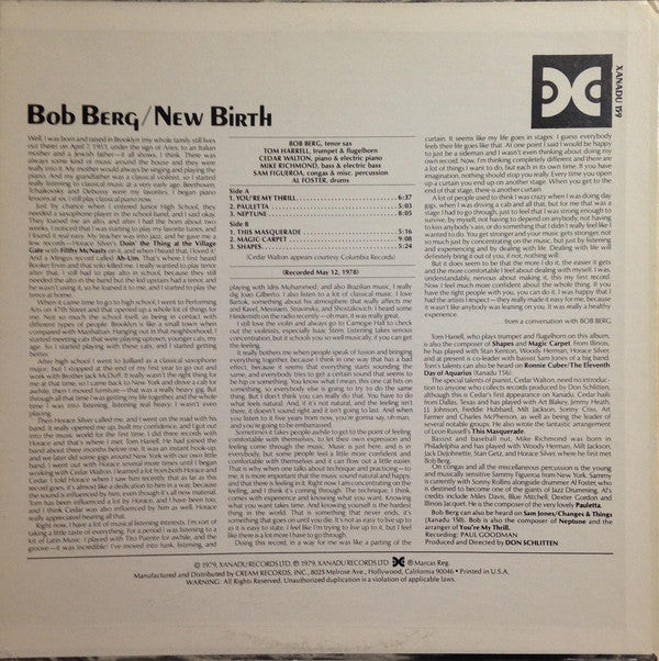 Bob Berg ~ New Birth (Vinyl) - Djungel & Jazz