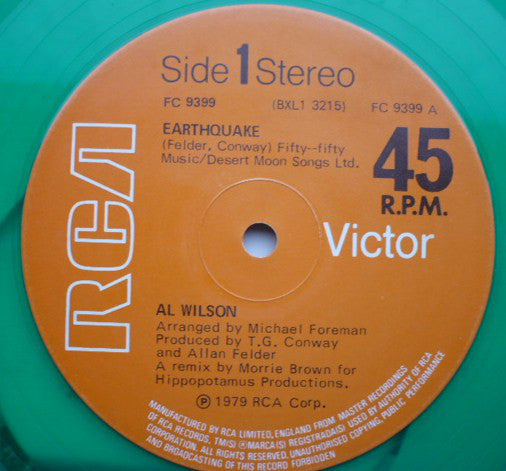Al Wilson : Earthquake (12", Gre)