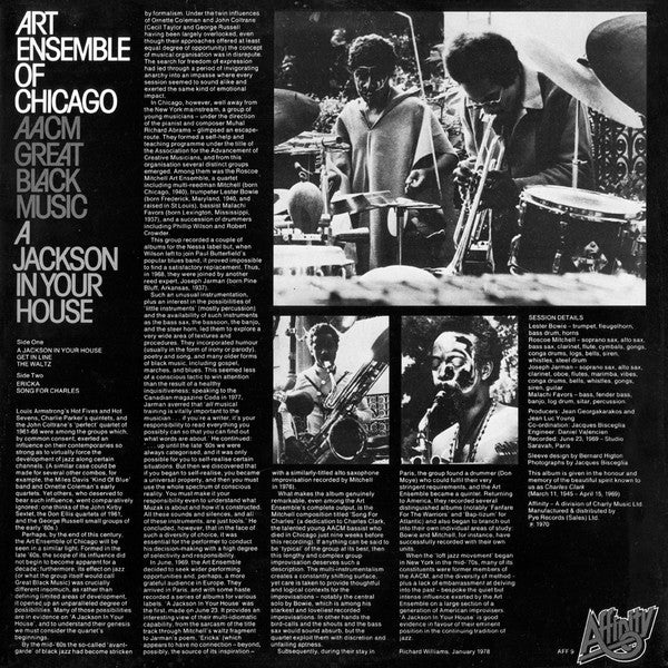 The Art Ensemble Of Chicago ~ A Jackson In Your House (Vinyl) - Djungel & Jazz