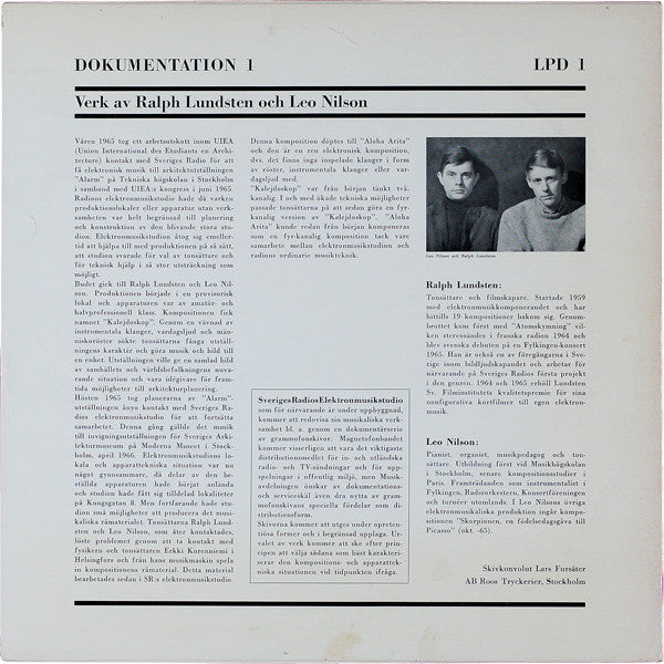 Ralph Lundsten Och Leo Nilson ~ Elektronmusikstudion Dokumentation 1 (Vinyl) - Djungel & Jazz