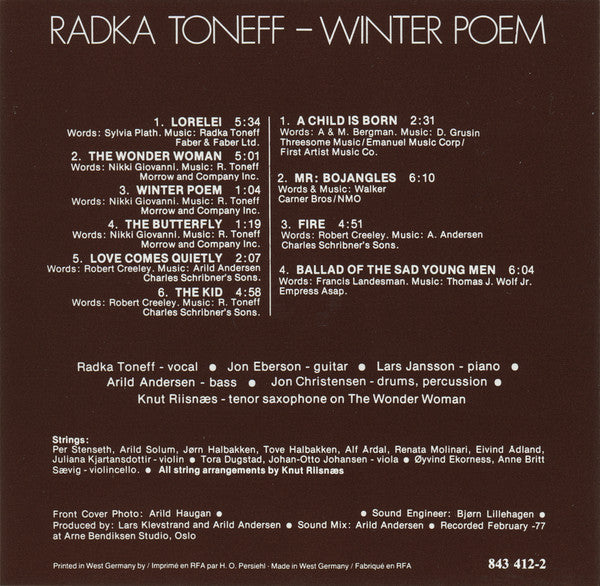 Radka Toneff ~ Winter Poem (Vinyl) - Djungel & Jazz