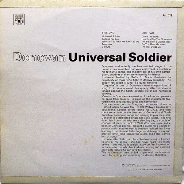 Donovan ~ Universal Soldier (Vinyl) - Djungel & Jazz