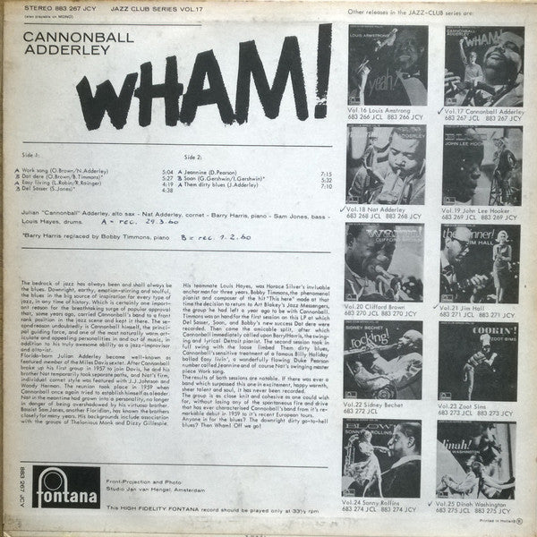 Cannonball Adderley ~ Wham! (Vinyl) - Djungel & Jazz