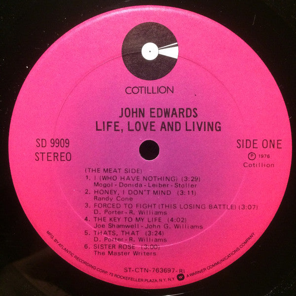 John Edwards (3) : Life, Love And Living (LP, Album, RI)