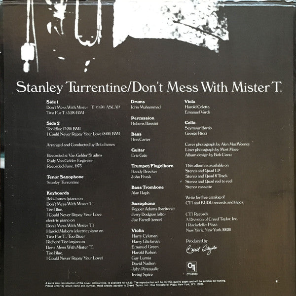 Stanley Turrentine ~ Don't Mess With Mister T. (Vinyl) - Djungel & Jazz